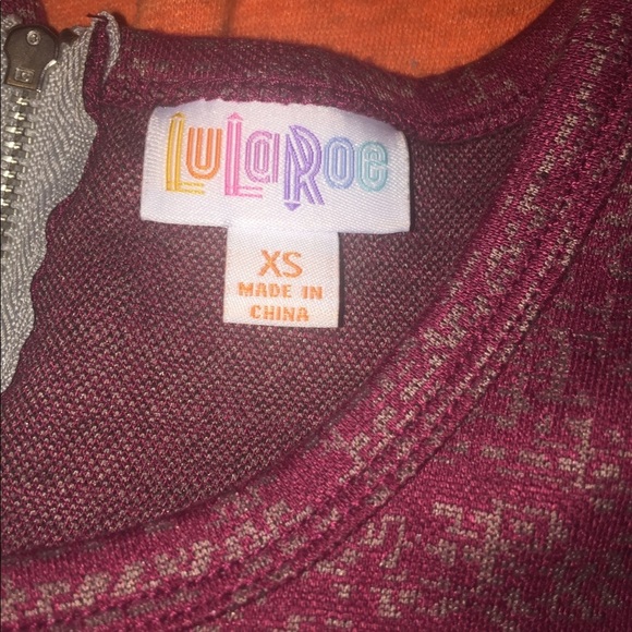 Lularoe burgundy Amelia dress size xs extra small - Picture 3 of 4